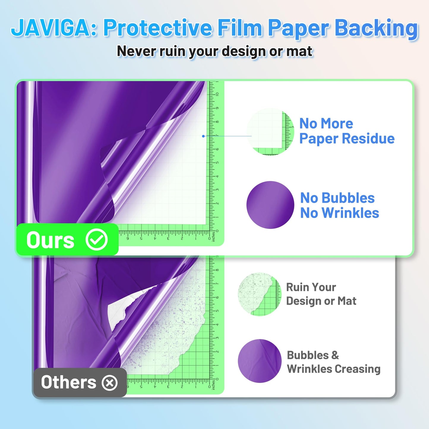 JAVIGA Purple Permanent Vinyl, Purple Vinyl for Cricut, 12'' x 6 FT Glossy Purple Adhesive Vinyl Roll for Wedding Decorations, DIY Party Projects, Wall Stickers, Mug Art Decor, Car Decals, Signs, Cards