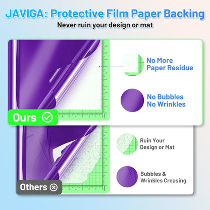 JAVIGA Purple Permanent Vinyl, Purple Vinyl for Cricut, 12'' x 6 FT Glossy Purple Adhesive Vinyl Roll for Wedding Decorations, DIY Party Projects, Wall Stickers, Mug Art Decor, Car Decals, Signs, Cards