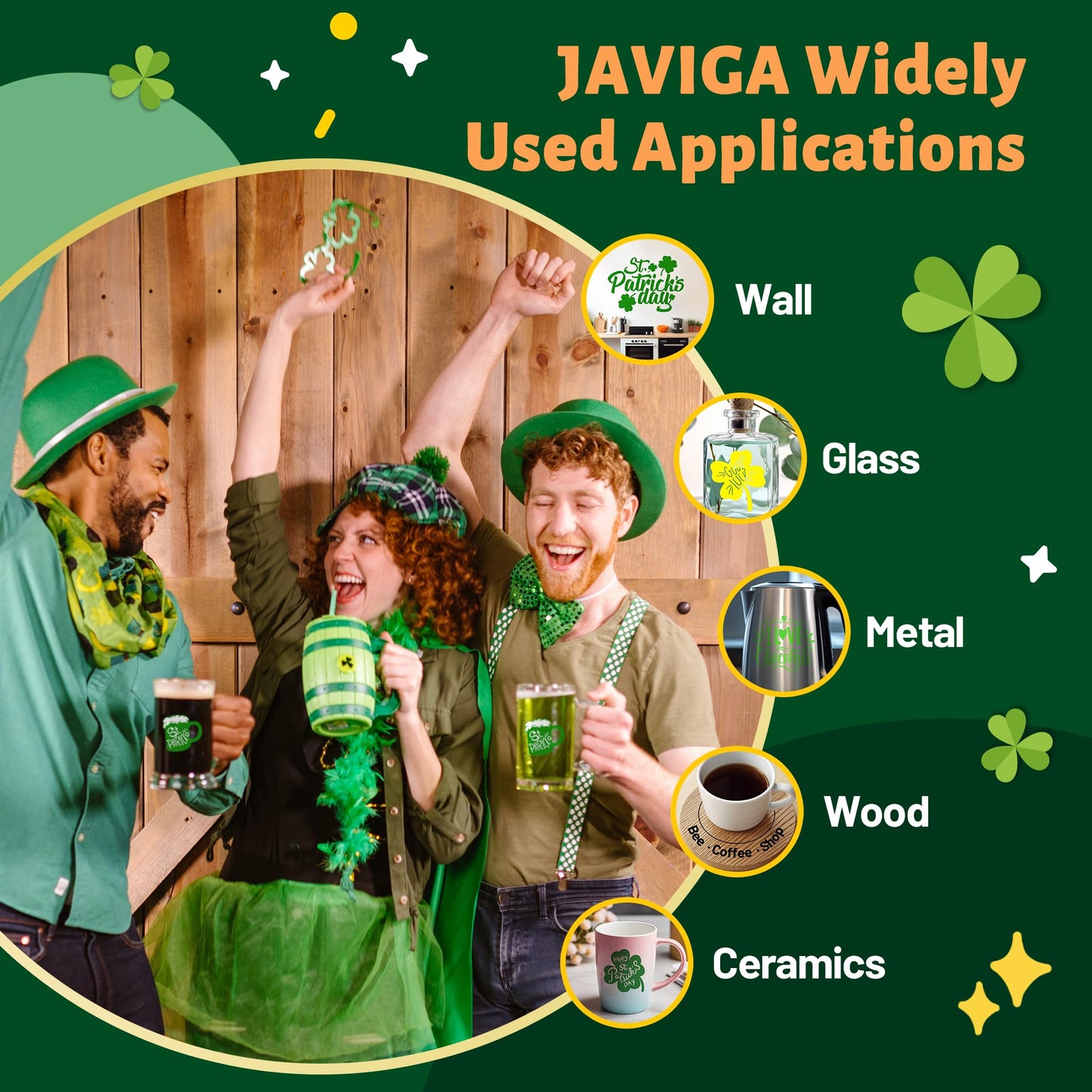 JAVIGA Green Permanent Vinyl Roll for Cutting Machines, 12'' x 10FT Glossy Adhesive Vinyl Roll for Party Decorations, Indoor & Outdoor DIY Mug, Wall Stickers, Decals