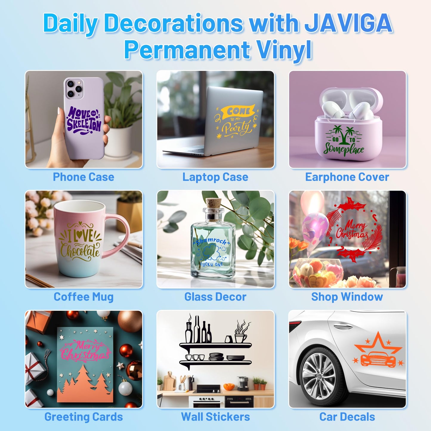 JAVIGA Grey Permanent Vinyl Roll for Cutting Machines, 12'' x 40FT Glossy Adhesive Vinyl Roll for Party Decorations, Indoor & Outdoor DIY Mug, Wall Decals Stickers