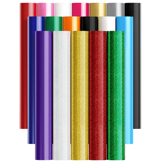 JAVIGA Plotterfolie Textil für Cricut-30.5cm x 25.4cm Flexfolie Plotterfolie Vinyl 18 Stück, Weiß & Schwarz Bügelfolie für Textilien, Transferfolie zum Aufbügeln T-Shirts & Stoffe (16 Farben)